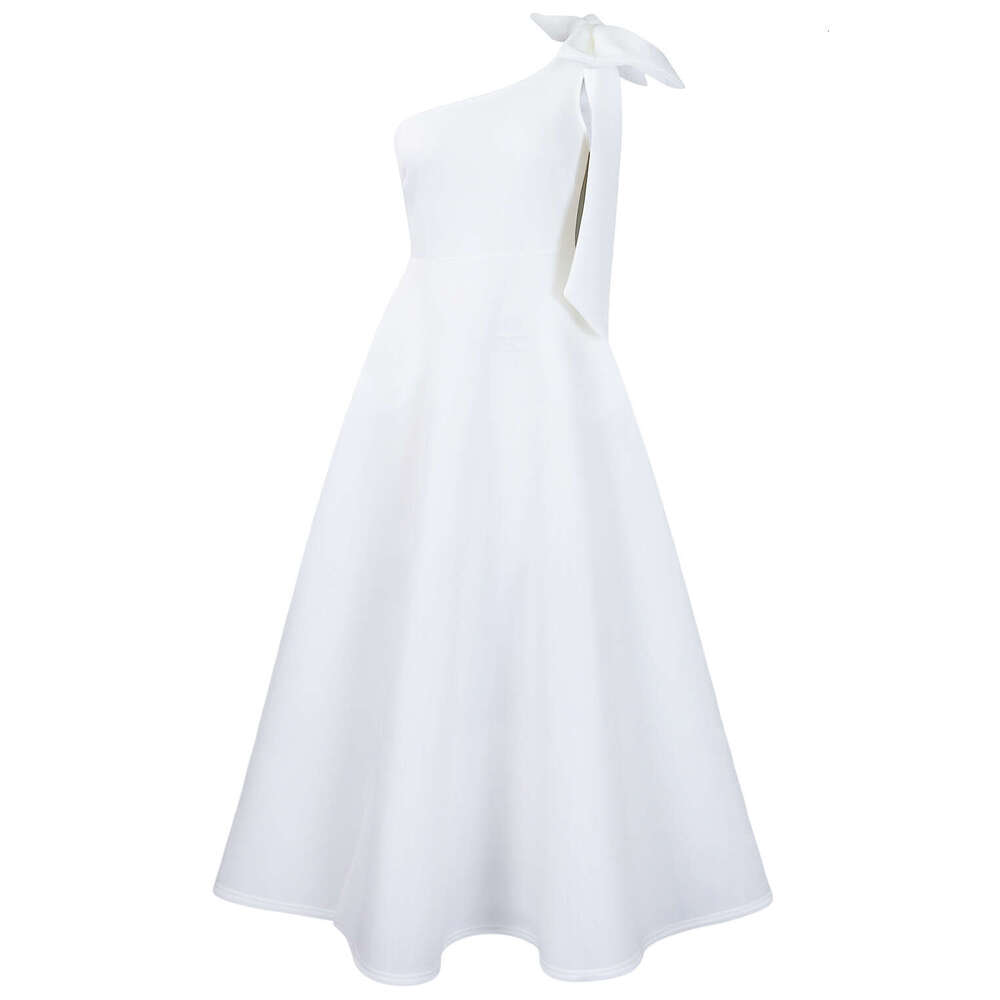 Women's Wear D3322 Women's New Cross Shoulder Large Bow Sexy Long Dress