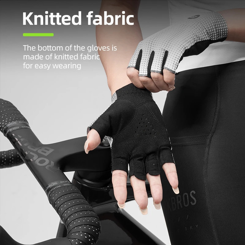 ROCKBROS Half Finger Gloves Summer Bicycle AntiSlip ShockAbsorbing Cycling Fingerless Breathable Gym 250515