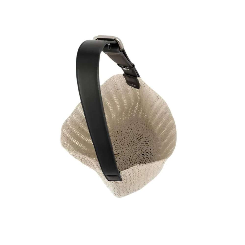 Women's Bohemian Beach Bucket Bag - Beige Nylon Drawstring Purse with Hollow Tassels, Waterproof Lightweight & Inner Pock