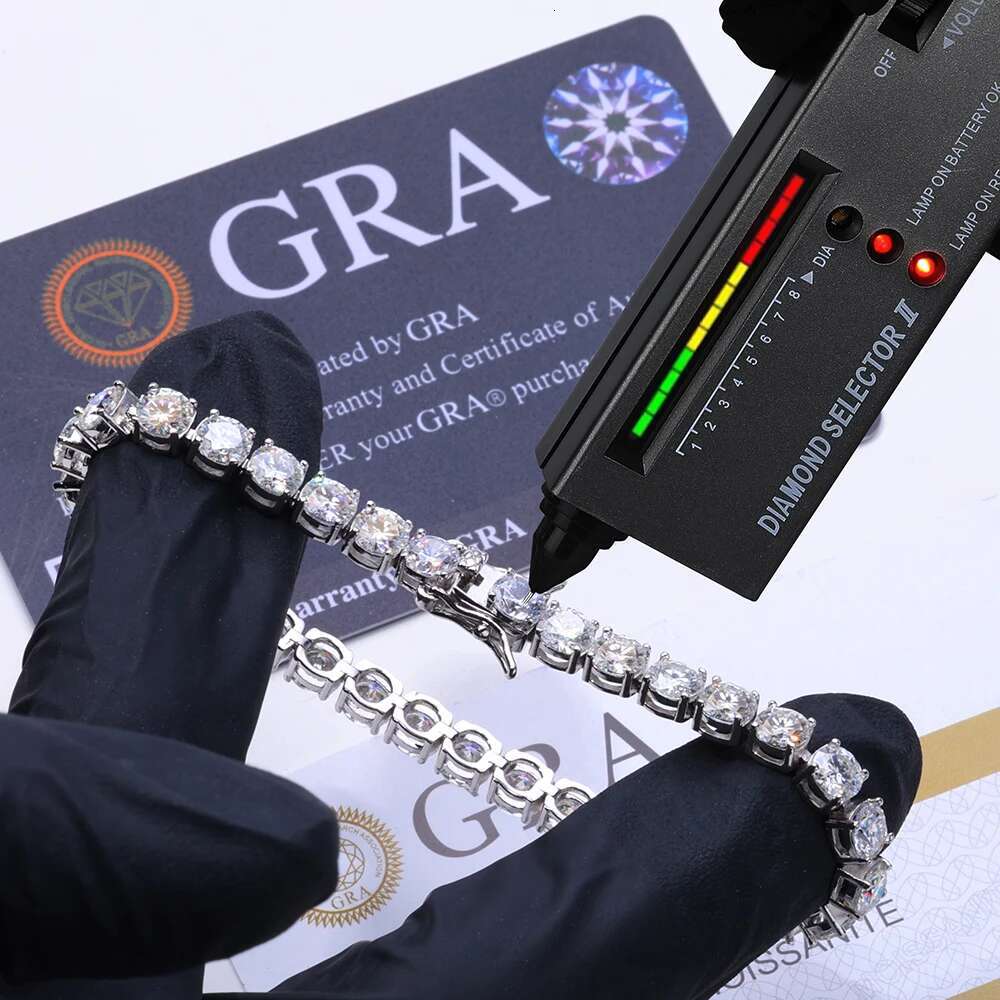Hip Hop Custom 925 Silver Tennis Bracelet VVS Moissanite Diamond Tennis Chain 3/4/5/6mm Bracelet For Both Men And Women
