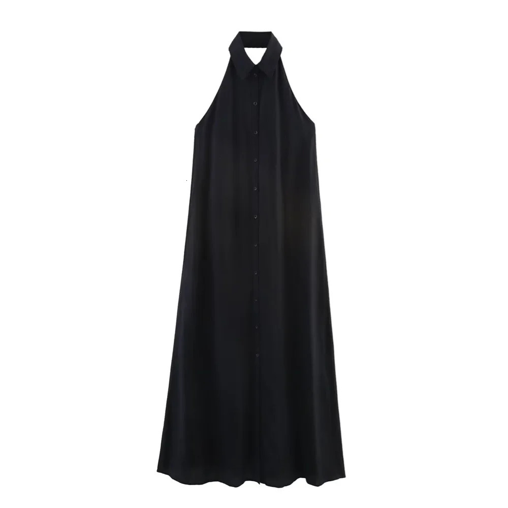 UNIZERA womens halter neck dress with buttons and backless accessories for spring summer casual wear 250520