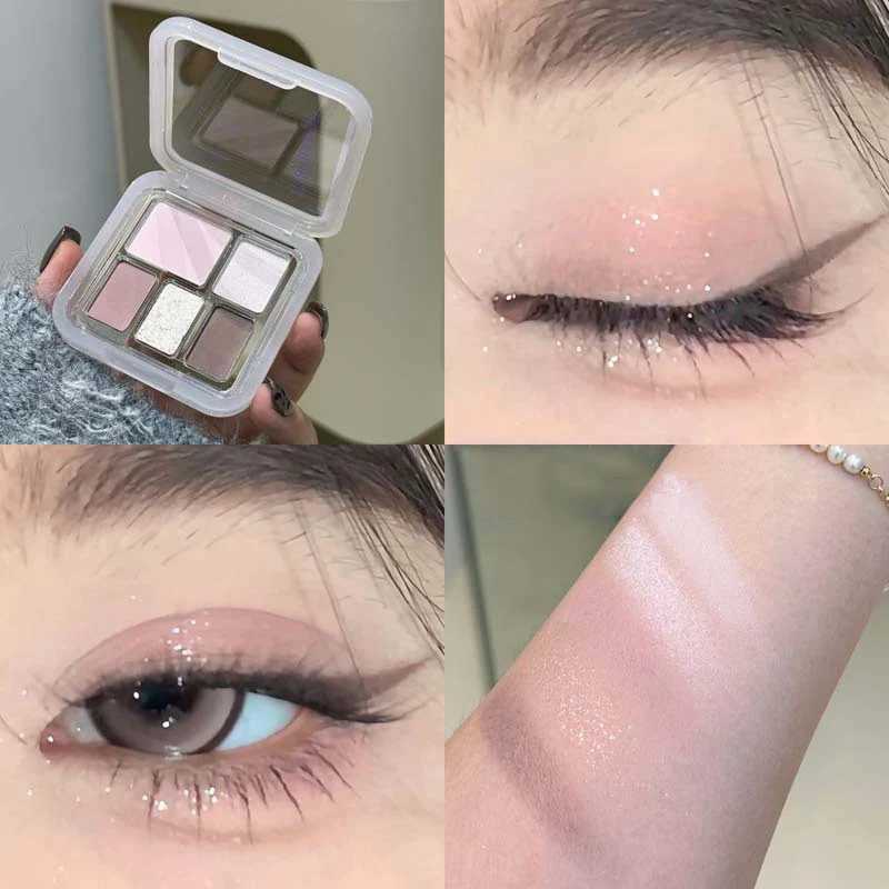 5-color Eyeshadow Pearl Highlight Eyeshadow Brighten Palette Glitter Long Lasting Shiny Black Blue Nude Makeup Eyes CosmeticsXJ250520