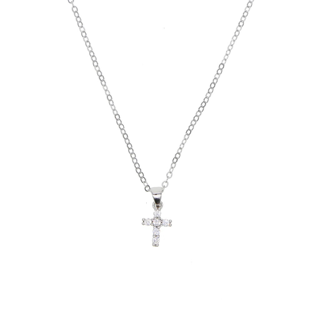 High Quality 925 Sterling Silver Pave 5A Cz Tiny Cute Cross Pendant Necklaces For Women Mini Charm Bijoux Jewelry 250520