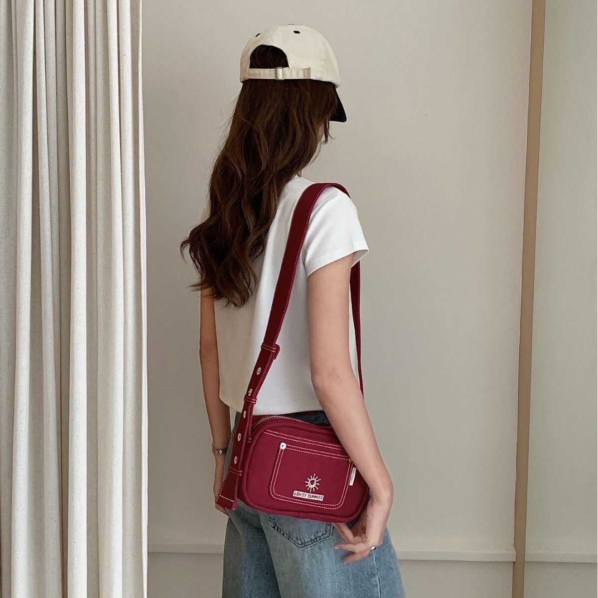 2025 denim square casual new waterproof nylon women's single shoulder crossbody bag