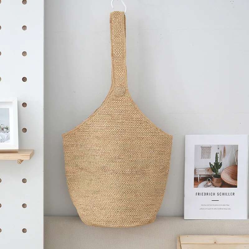 Women's Bags Designer Big Capacity Raffia Straw Seaside Holiday Travel Beach Bags Women Tropical Leather Hangbag Crochet Large Totebag Reticule C