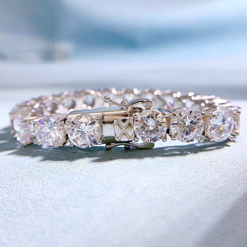 New 925 Sterling Silver High Carbon Diamond 8.0mm Luxury Bracelet for Men and Women, Perfect for Cross-Border Fashion Jewelry