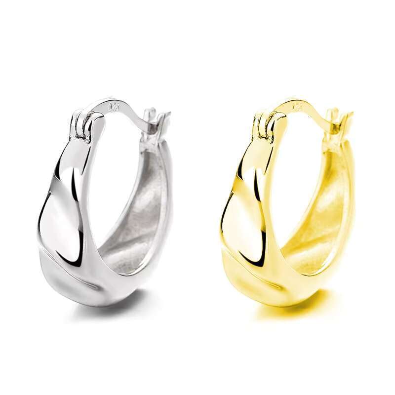 style jewelry and accessories, gold-plated pure sier geometric hoop earrings, women's thick earrings