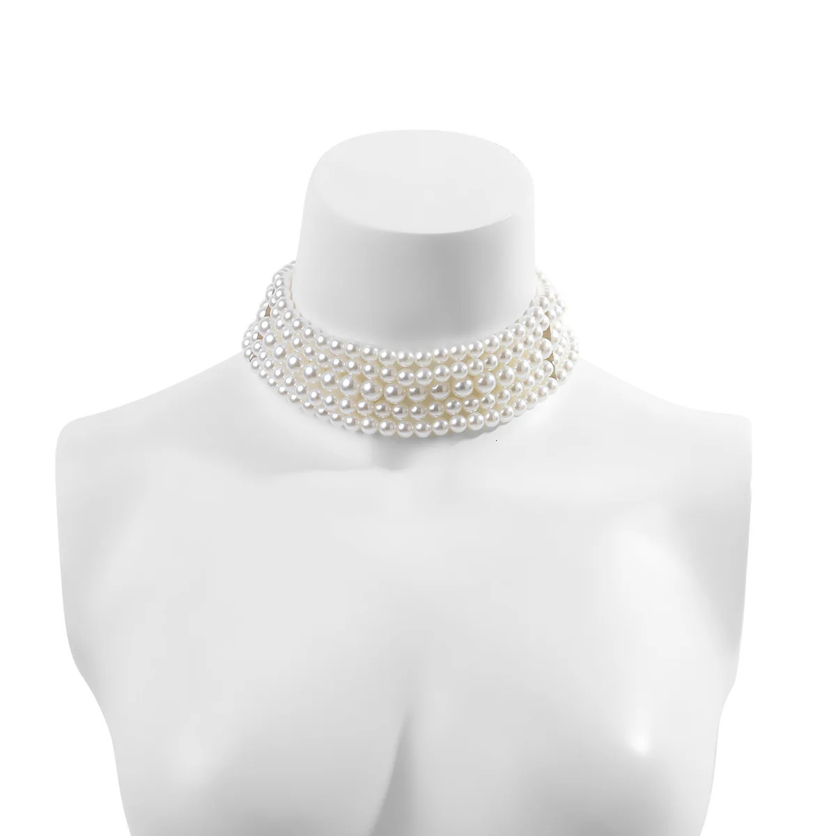 Vintage Pearl Multi-Layer Necklace Oval Beasds Choker Elegant Collar for Womens Chain Jewelry Accessories Party Gift 250520