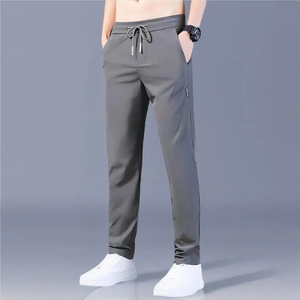 2024 Summer Elastic Men Running Sport Pants Jogging Sweatpants Casual Outdoor Training Gym Fitness Trousers Oversize M5XL 250517