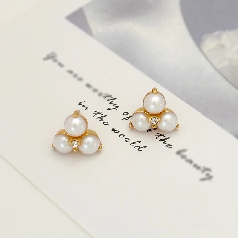 Summer Korean Style Fashionable Simple And Luxurious With Freshwater Pearl Zircon Inlaid Earrings For Women 250517