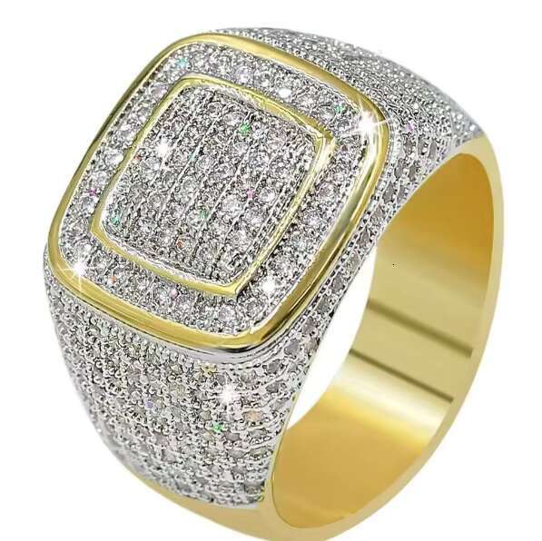 2024 Iced Out Jewelry VVS Moissanite Men Ring Gold Hip Hop Real Gold Hiphop Gemstone Rings Round Champion Ring