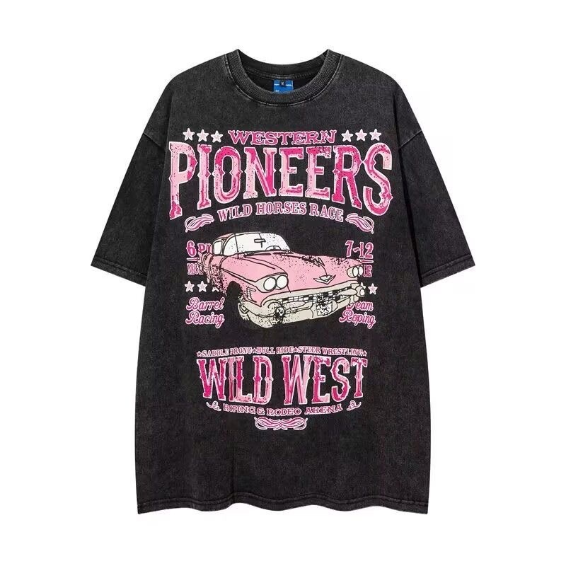 Large Size Cotton Short Sleeved Mid To Long T-shirt Designer For Women's Summer High Street Fashion Brand Washed Loose Top 2025 New Item