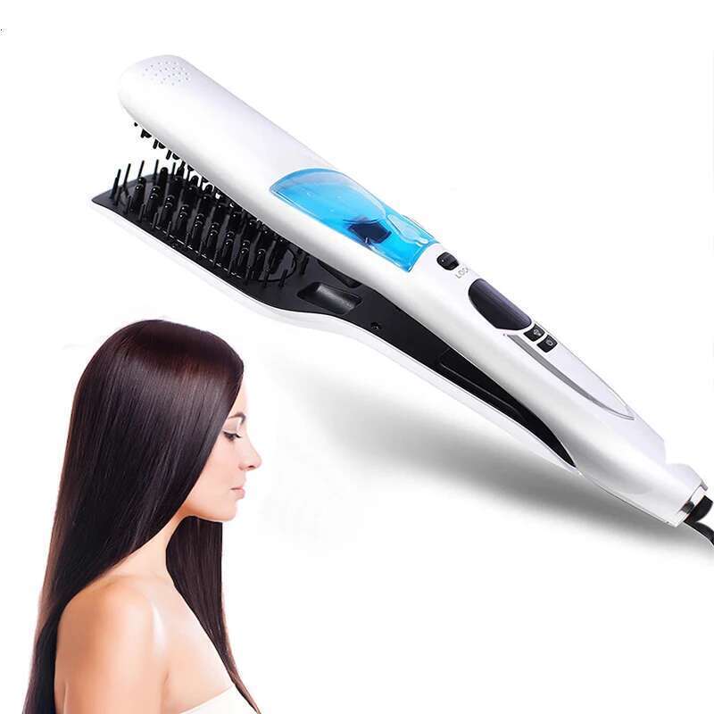 2 in 1 steam Infrared iron LCD display tourmaline ceramic electric hair straightener