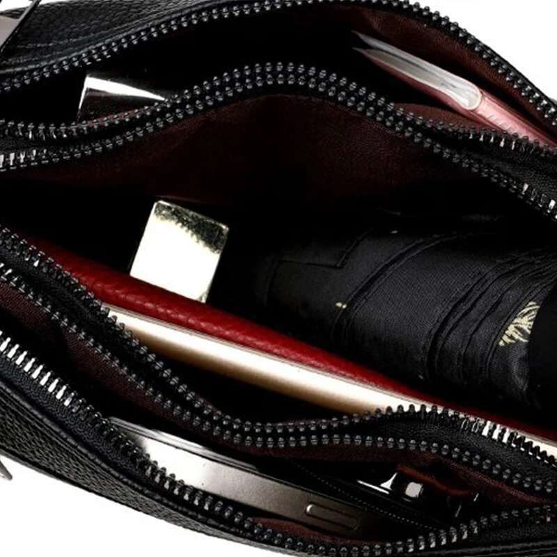 2024 Large Capacity Women's Handbags 3-Layer Zipper Solid Color PU Leather Lady's Shoulder Bags Female Cross Body Handbag
