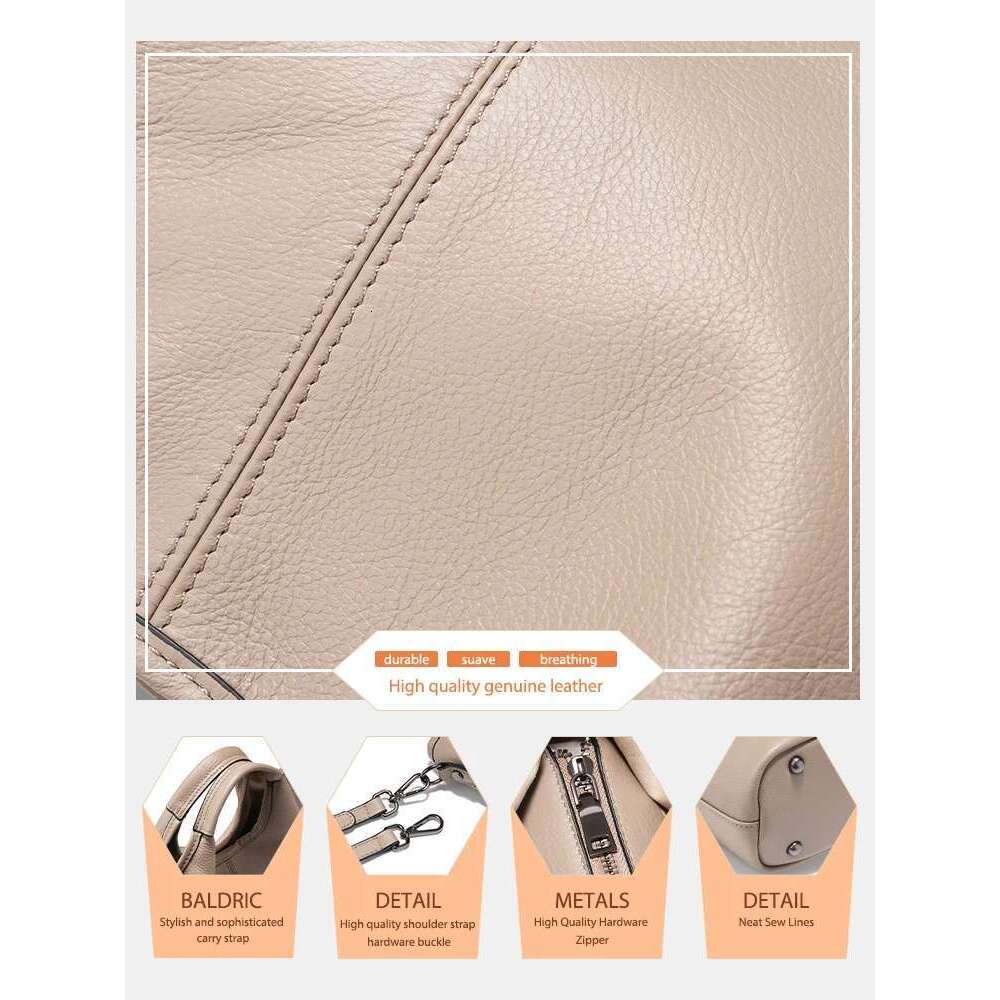 Zency Vintage Leather Shoulder Bag Women Small Designer Khaki Tote Crossbody Hobo Handbag Large Capacity For Shopper