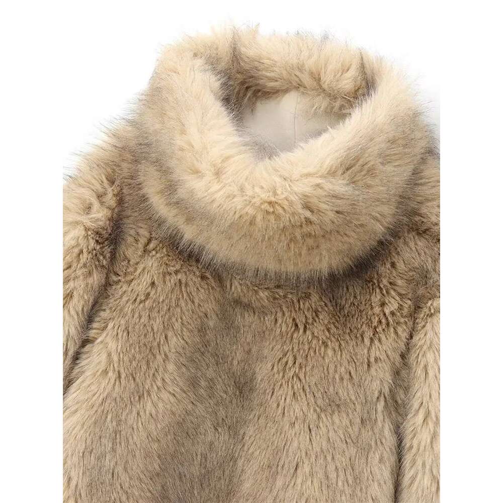 European American style women's autumn and winter new fashion all-match artificial fur effect sweatshirt