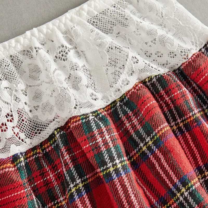 Sexy Lingerie Suit Women Plaid Suit Lace Hollow Lace Tie Role-playing Sexy College Uniform Mesh See-through Underwear R250520