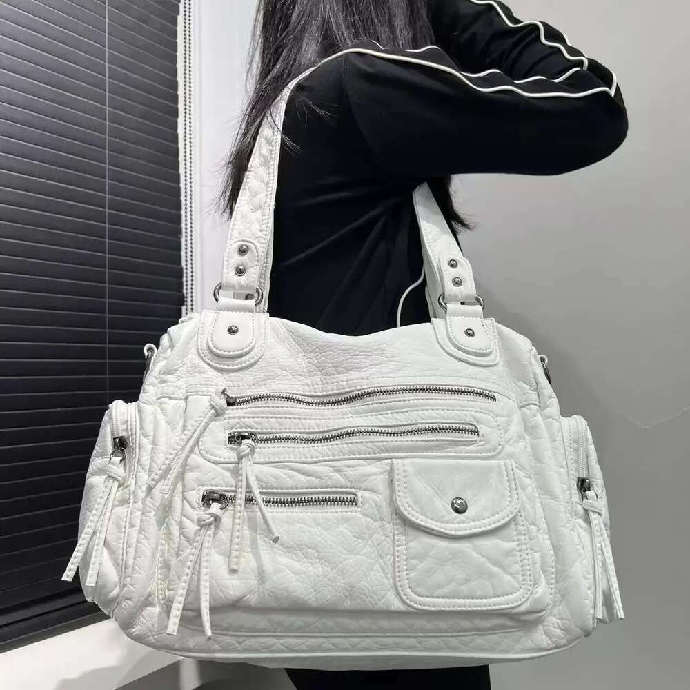 Ladies' Fashion Y2k Spicy Girl Retro Tote Bag, Large Capacity Vintage Multi Pocket Shoulder Bag
