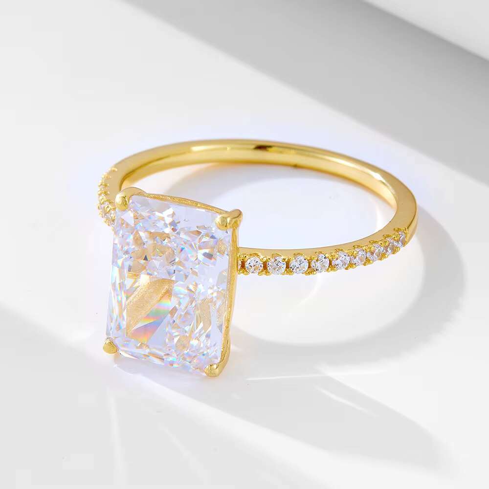 Radiant Cut Simulated Diamond Ring for Women Statement Engagement Ring Elegant Sparkling Jewelry Gift