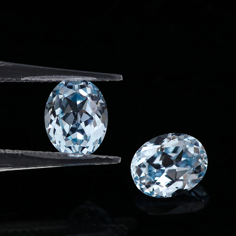 Beautiful Light Blue Synthetic Sapphire Oval Cut Lab Create Loose Aquamarine Gemstone Wholesale Price Lab Grown Gemstone for Jewelry Making