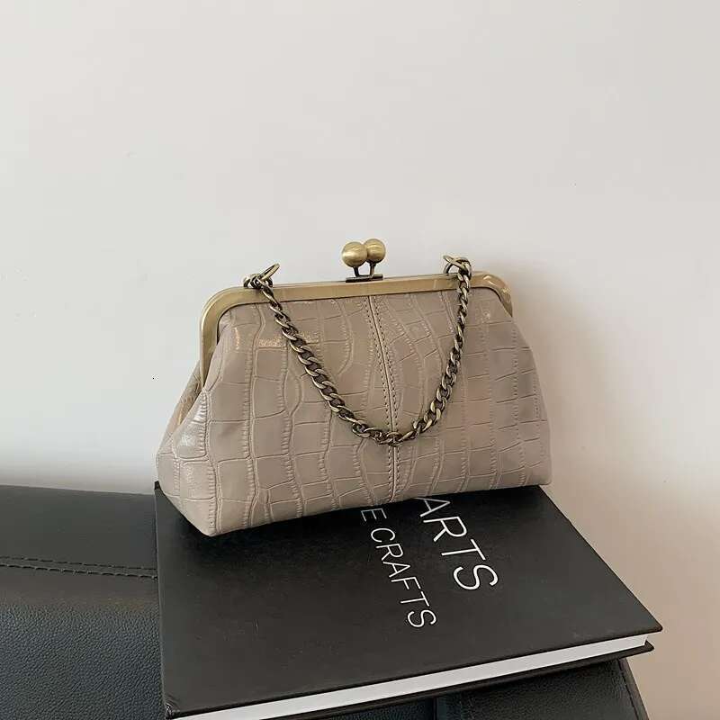 Vintage Kiss Lock Crossbody Crocodile Pattern Evening Clutch Purse PU Leather Tote Bag For Women Work Shopping Travel