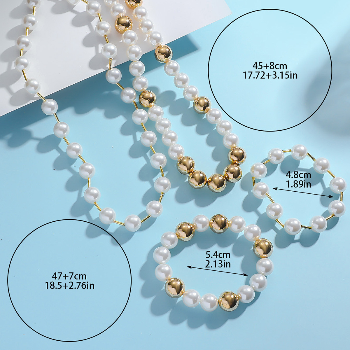 New fashion handmade bead imitation pearl necklace, men's and women's personalized high-end collarbone chain set, bracelet accessories