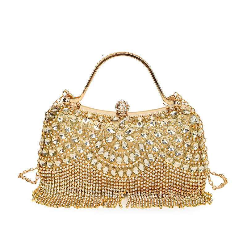 2024 Luxurious Women Banquet Handbags New Dia-Studded Tassel Evening Bags Femme Wedding Purse Dress Beaded Party Clutch