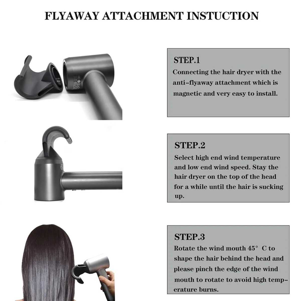 A73U Anti-Flight Flyaway Attachment Nozzle for Laifen LF03 Hair Dryer/Swift SE Hair Smoothing Dryer Styling Tool z250520