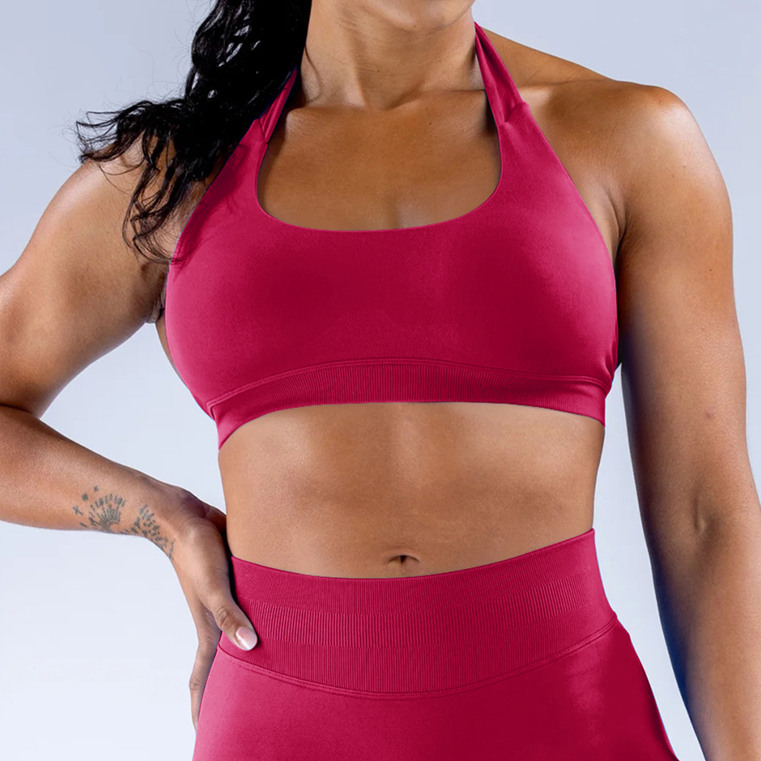 Seamless high elasticity ultra-fine matte nylon neck hanging sports bra, backless beauty, fitness, yoga, etc