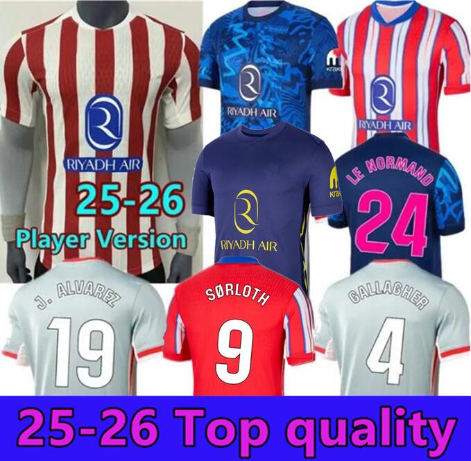 25/26 Atletico Madrids soccer jerseys GRIEZMANN 2024 2025 J.ALVAREZ M.LLORENTE KOKE SAUL Correa LEMAR football shirt men kids kit sets uniforms