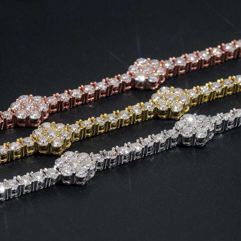 COSFIX Luxury Womens Moissanite Bracelet s925 Silver Moissanite Bracelet For Men D Color Women Full Moissanite Tennis Chain