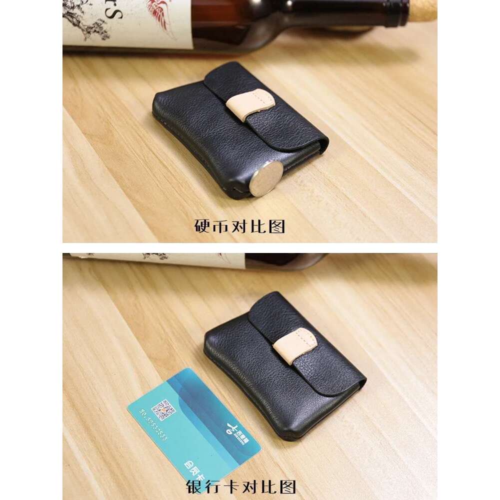 Vintage 100% Handmade Crazy Horse Genuine Leather Holder Wallet Men's Credit Card Cover Large Capacity Black MC-913