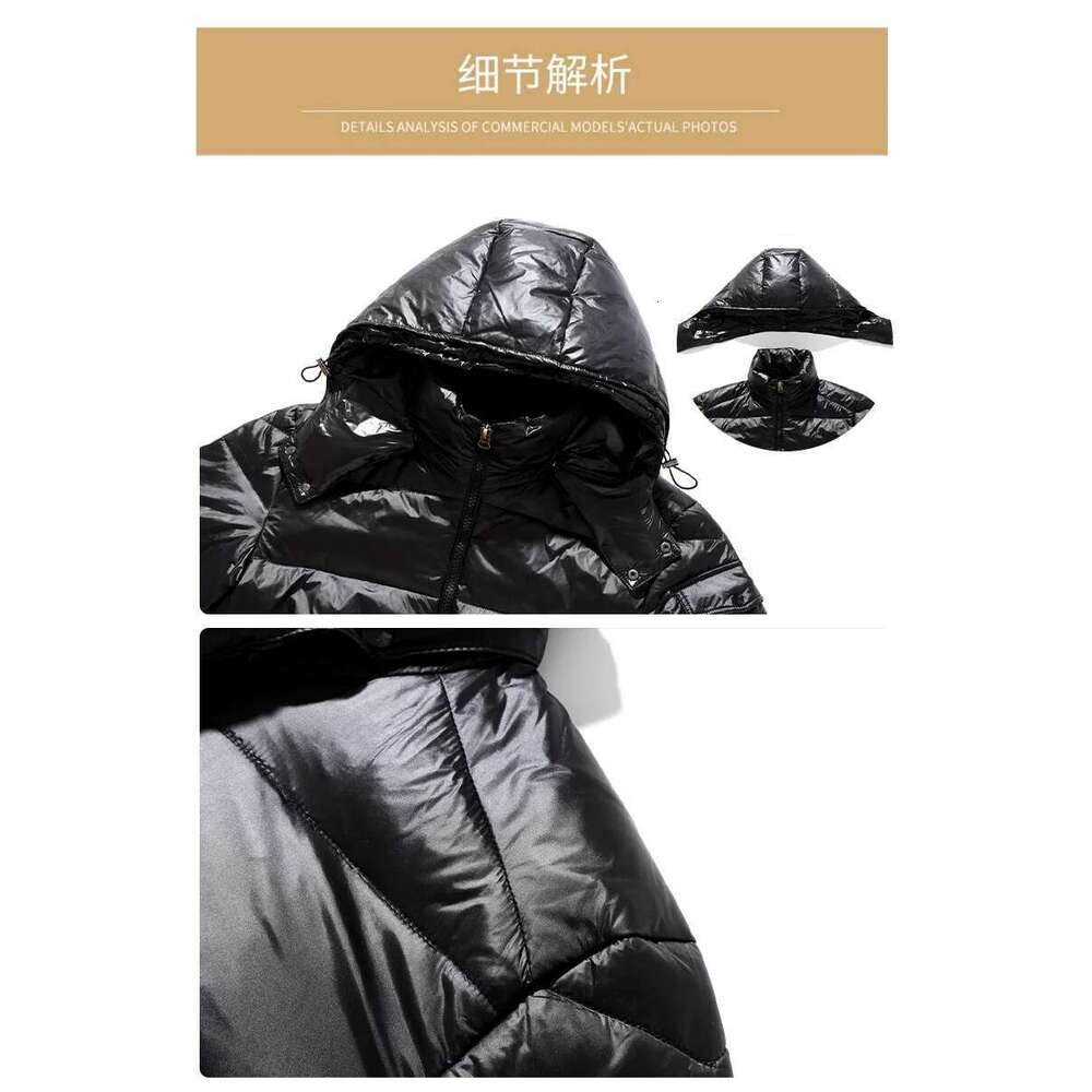 2024 New Winter Warm Jacket Men's Fashion Bright Short Coat Outdoor Light Waterproof White Duck Down Hooded Parka Men Designer