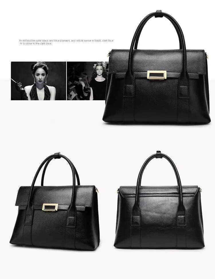 New Genuine Leather Briefcase Women Handbags Large Capacity Ladies Fashion Cowhide Shoulder Messenger Bags Portable