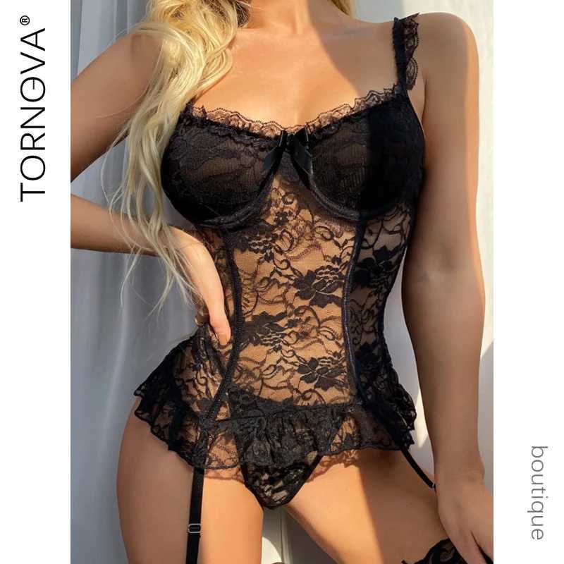 Sexy Underwear Jumpsuit Set for Women Lace See-through Sexy Lingerie Rose Red Backless Sexy Lingerie 3-piece Underwear R250520