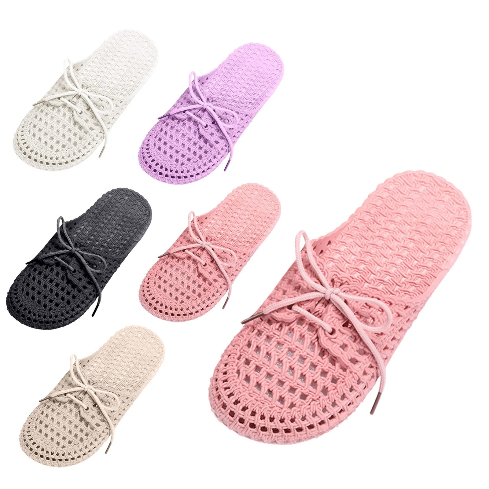 Lace Up Slippers Women Flat Sandals Summer Vacation Beach Shoes Daily Home Non Slip Soft Slippers Ladies Sandalias Mujer 250519