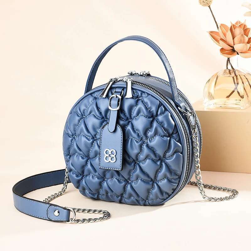 Brand Small Round Bags For Women Chain Shoulder Fashion Purses And Handbags Designer Crossbody Bag Ruffled Satchel