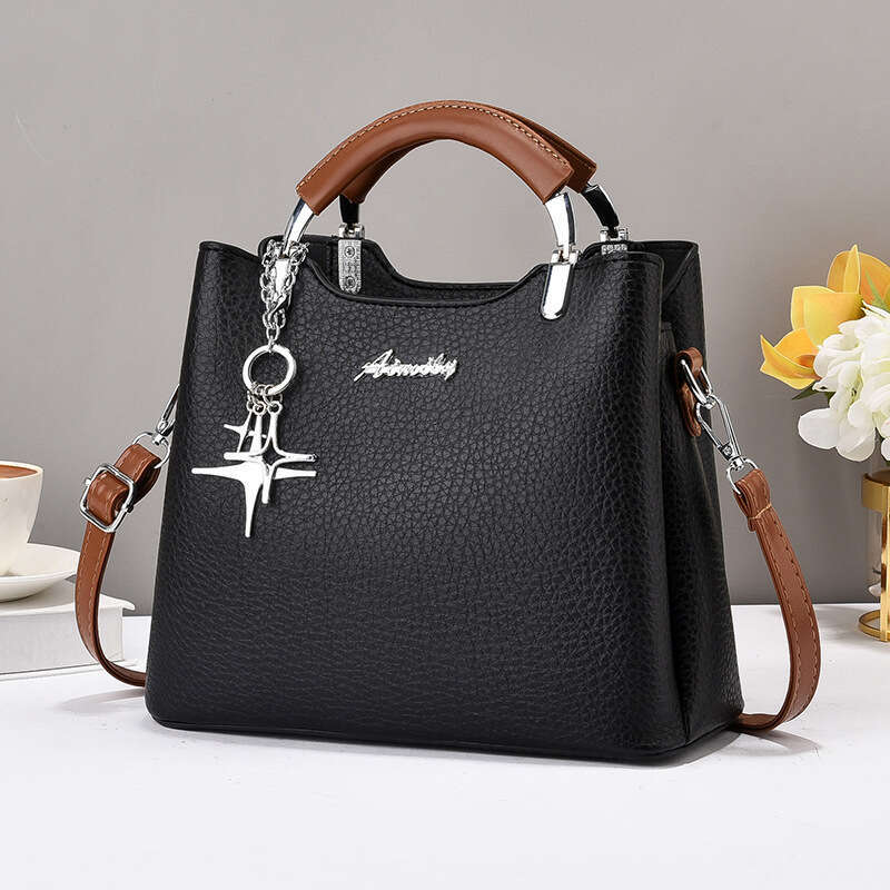 Women s textured shoulder bag simple and versatile handbag soft leather large capacity commuting women bags