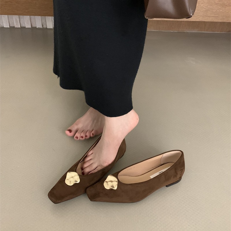 2025 new Metal Designer flats buckle woman soft pu leather grandma shoes women sneakers solid casual moccasins slip on square toe loafers