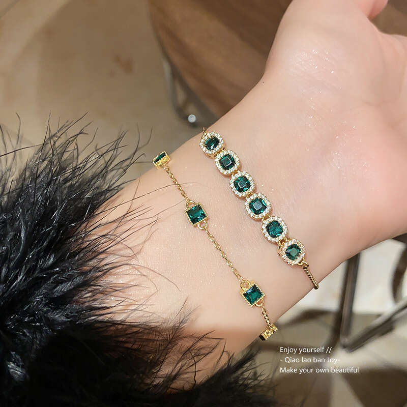 designer bracelet Real gold electroplated square zircon Korean light versatile bracelet, high-end and exquisite new style of jewelry