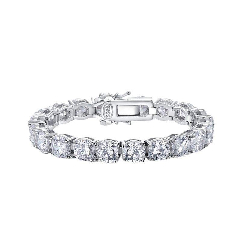 New 925 Sterling Silver High Carbon Diamond 8.0mm Luxury Bracelet for Men and Women, Perfect for Cross-Border Fashion Jewelry
