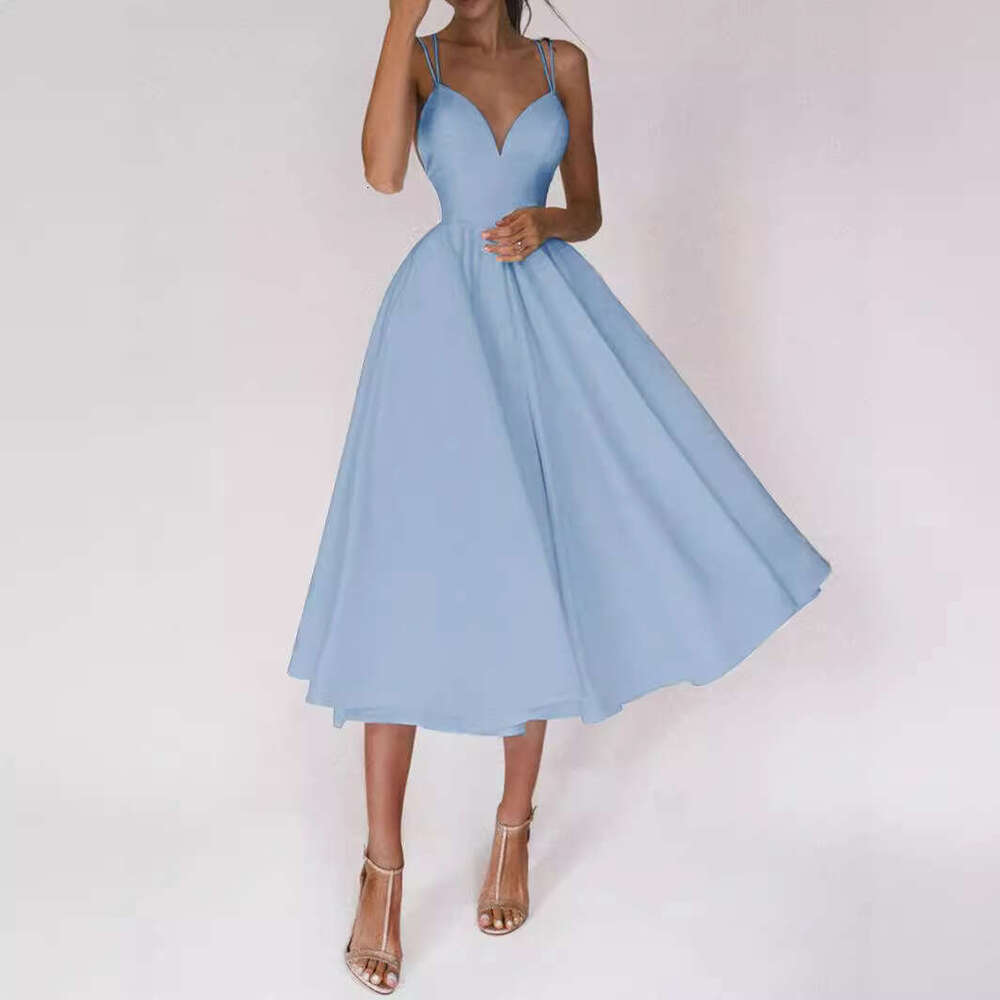 2025 Spring Summer European and American Women's Multi Color Strap Sexy Big Swing Dress New Casual Fashion Trendy Clothing
