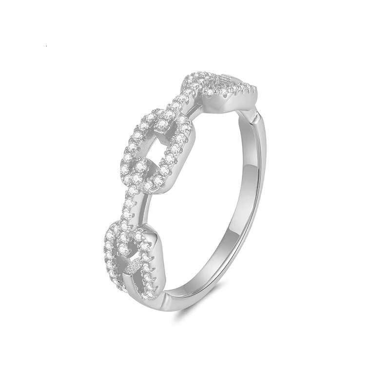 Gorgeous Jewelry Shining Fashion Hip Hop Style 925 Sterling Silver Full 1mm Moissanite Ring for Women Wedding Engagement