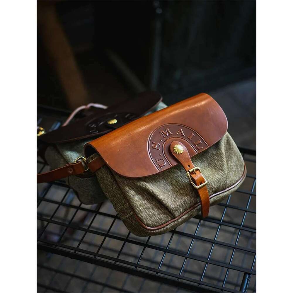 Fashion Vintage High Quality Canvas Genuine Leather Men Messenger Casual Designer Real Cowhide Shoulder Crossbody Bag