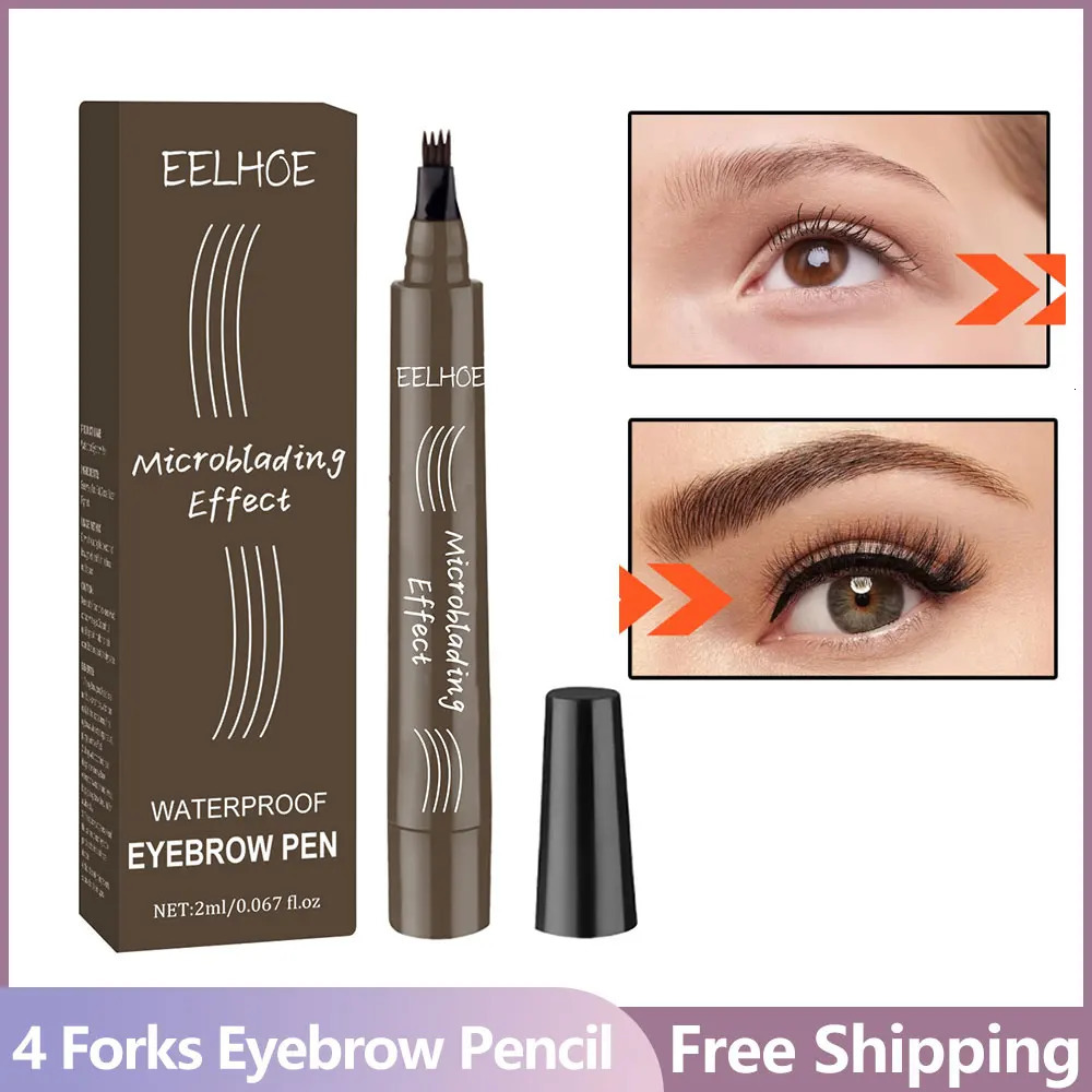 4 Forks Eyebrow Pencil Waterproof Long Lasting Dark Gray/Red Brown NO Smudging Eyes Liquid Eye Brows Pen Female Makeup Products 250515