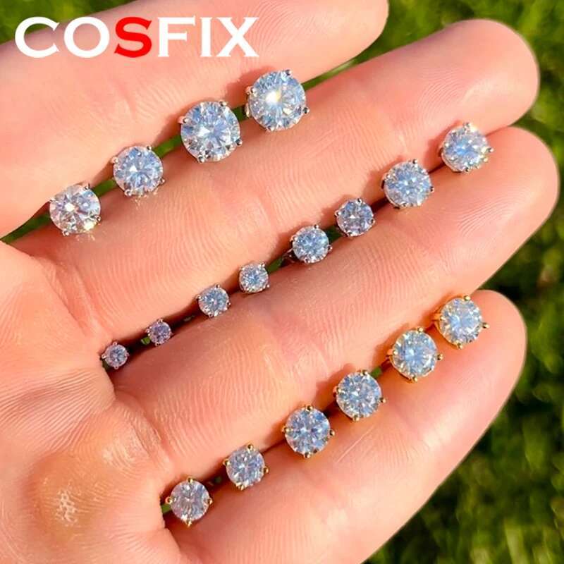 0.2-2ct Womens Moissanite Earrings D Color Six Claws Screw Moissanite Earrings 2023 Trend Silver 925 Real Moissanite Jewerly