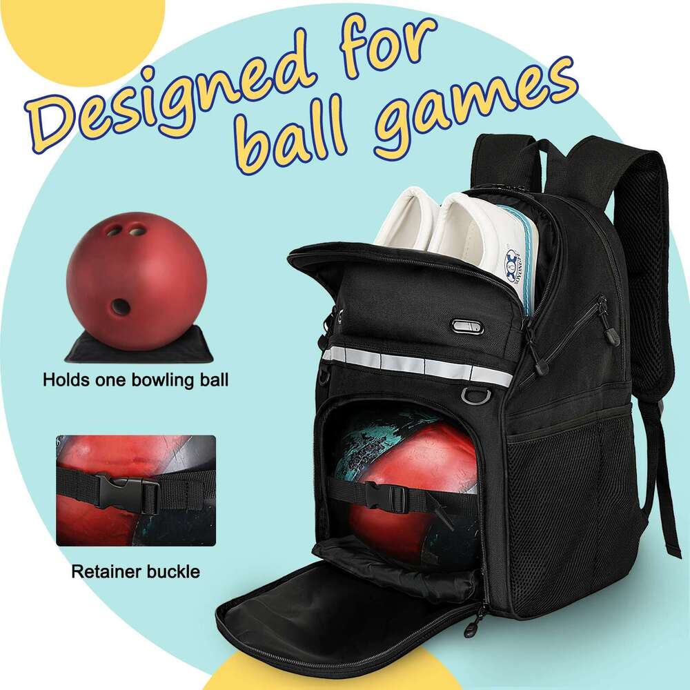 Goloni Backpack,Single Bowling Shoe Compartment Up to Size 16,Bowling Bag with Padded Ball Holder