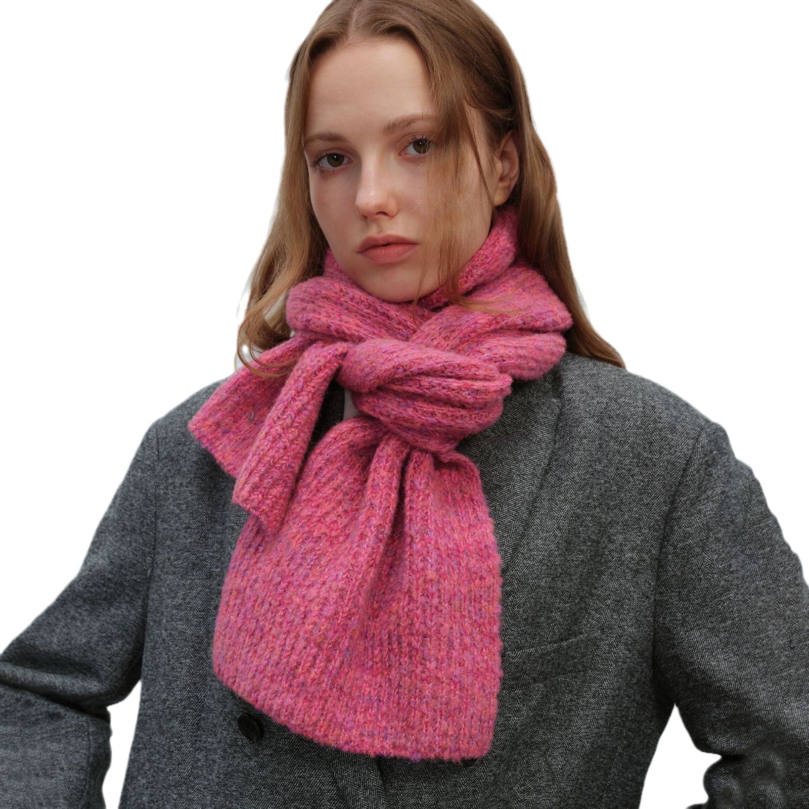 K775 Small design autumn and winter new unisex multi-color gradient thick warm fashion knitted wool scarf