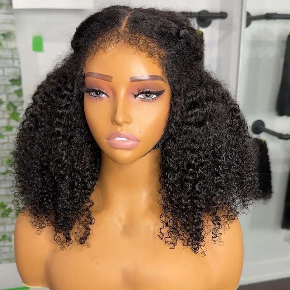 Soft Long Black Kinky Curly 26 inch 180Density Lace Front Wig For Women With BabyHair Preplucked Natural Hairline