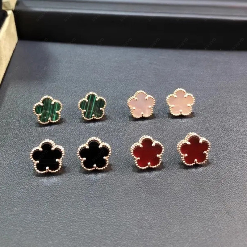 High quality V-gold plated 18K gold clover earrings female classic brand designer 15mm clover ear studs factory wholesale free shipping